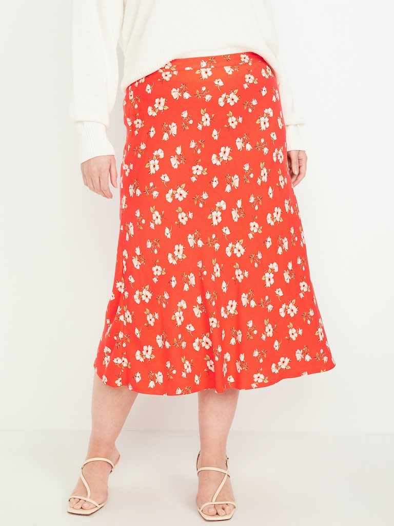Crepe A-Line Midi Skirt