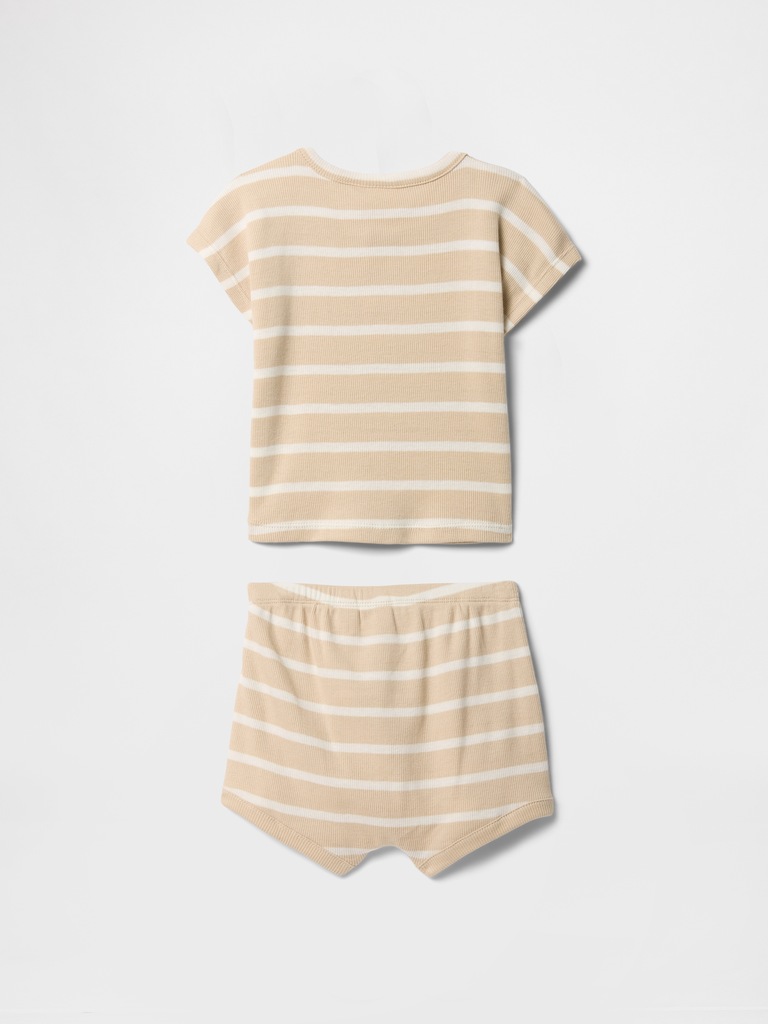Baby Ribbed Henley Two-Piece Outfit Set