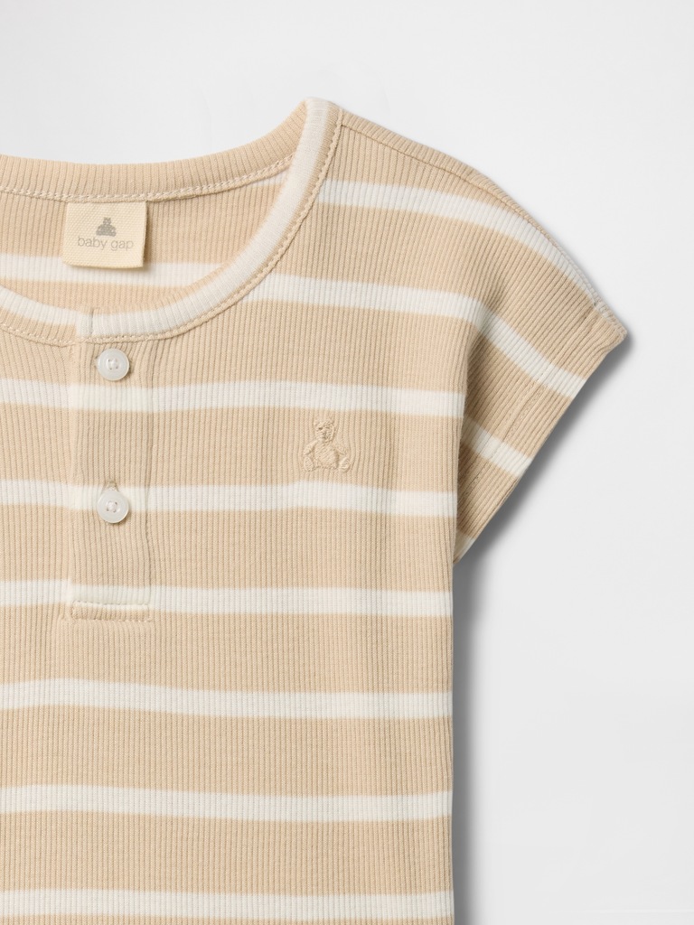 Baby Ribbed Henley Two-Piece Outfit Set
