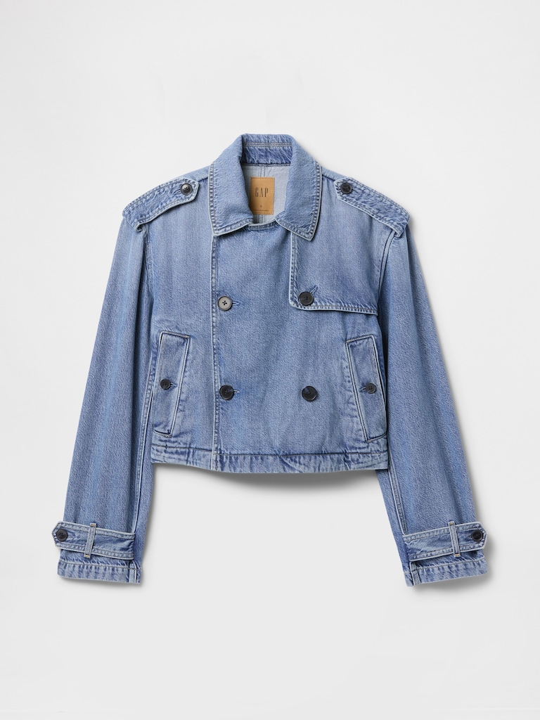 UltraSoft Denim Crop Trench Jacket