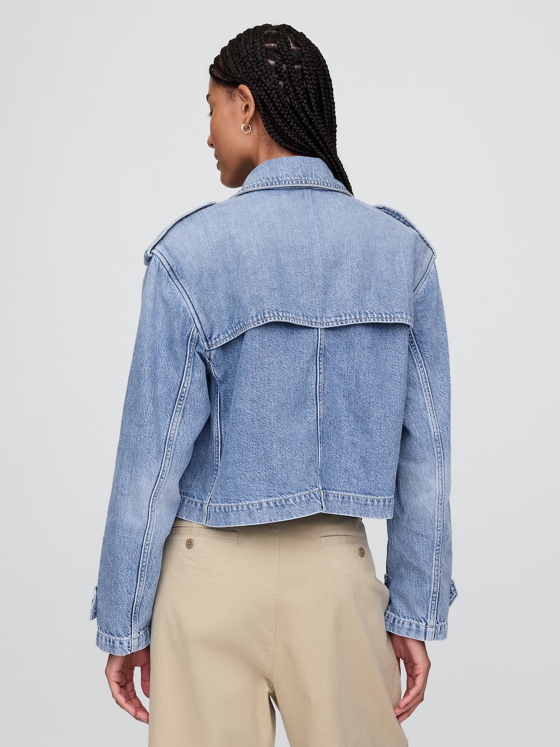 UltraSoft Denim Crop Trench Jacket
