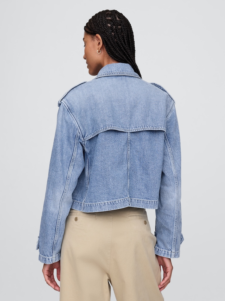 UltraSoft Denim Crop Trench Jacket