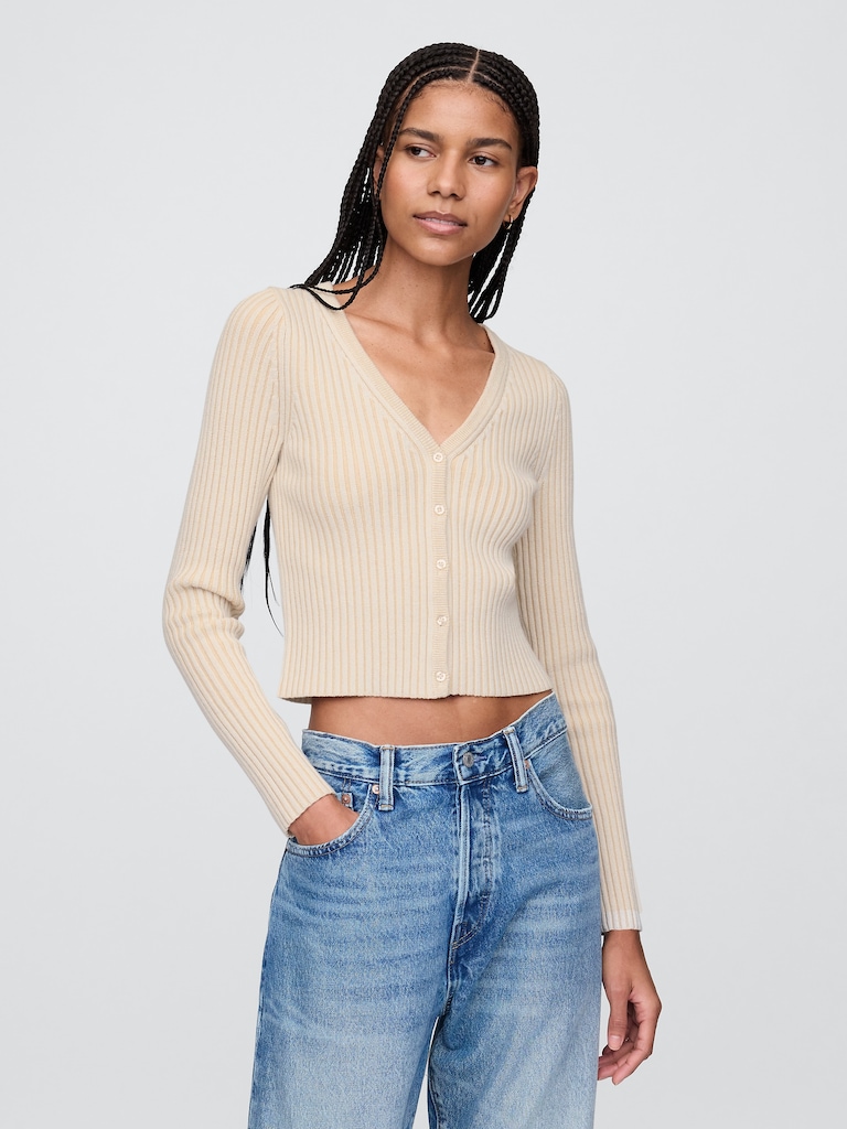 Plaited Rib Crop Cardigan
