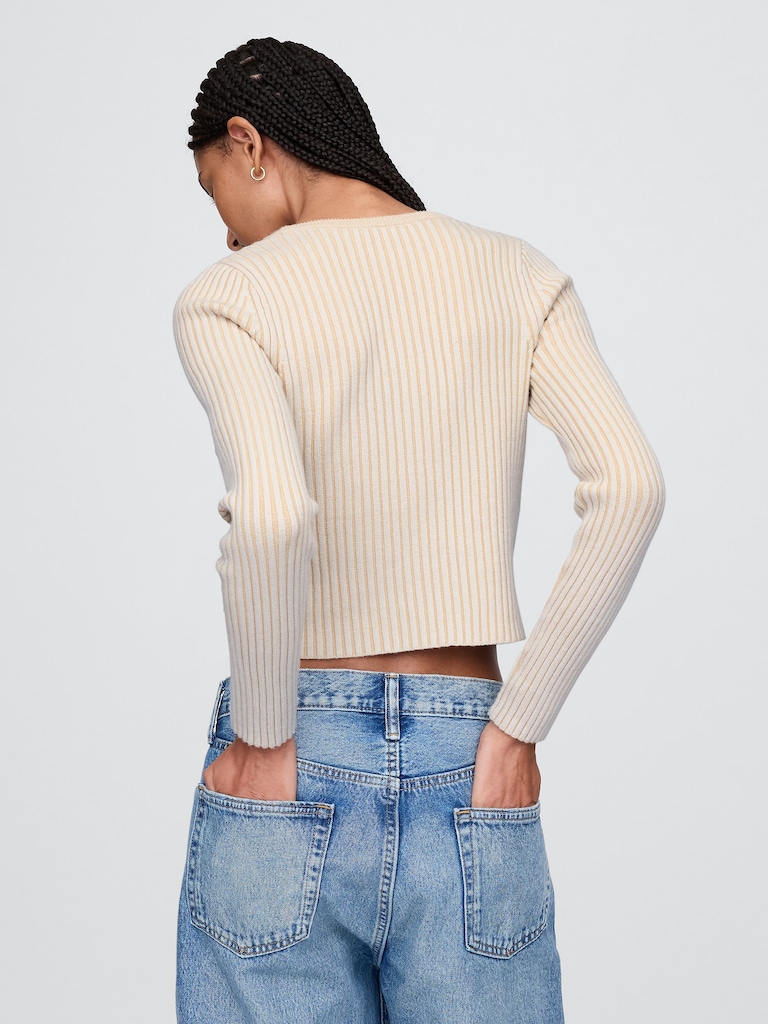 Plaited Rib Crop Cardigan