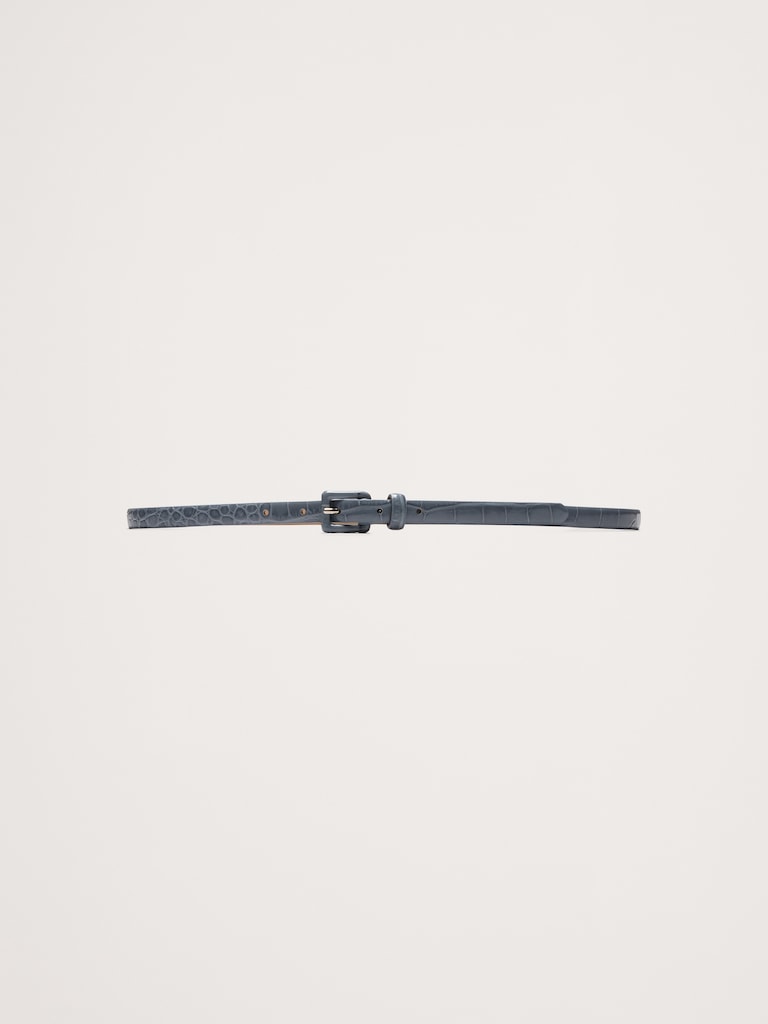 Embossed Leather Skinny Belt