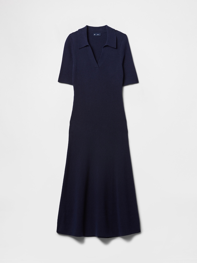 CashSoft Rib Johnny Collar Midi Dress