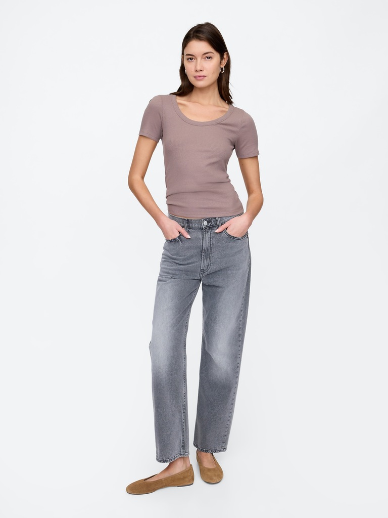 Ribbed Scoopneck T-Shirt