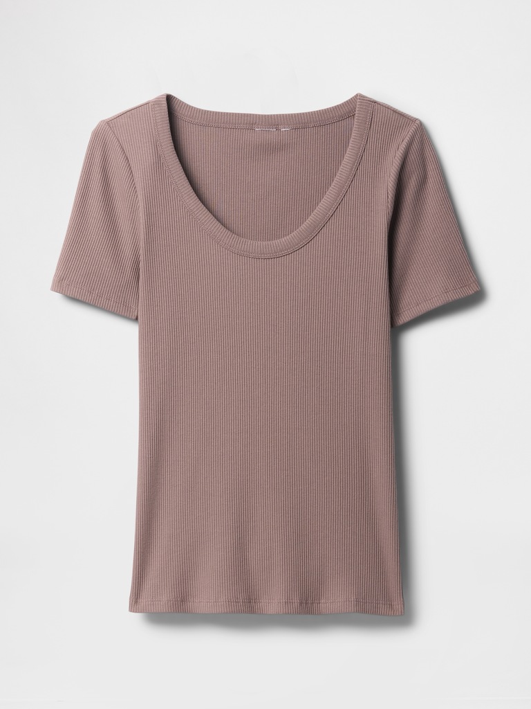 Ribbed Scoopneck T-Shirt