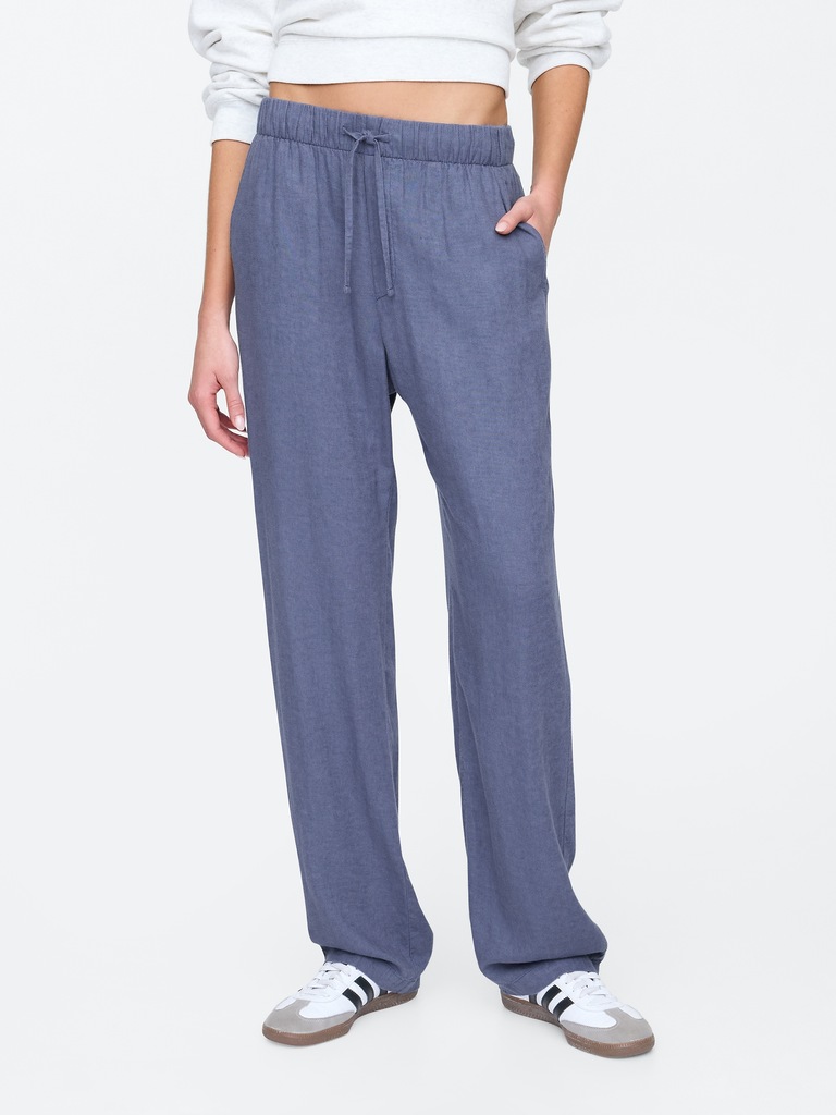 Mid Rise Easy Linen-Blend Pants
