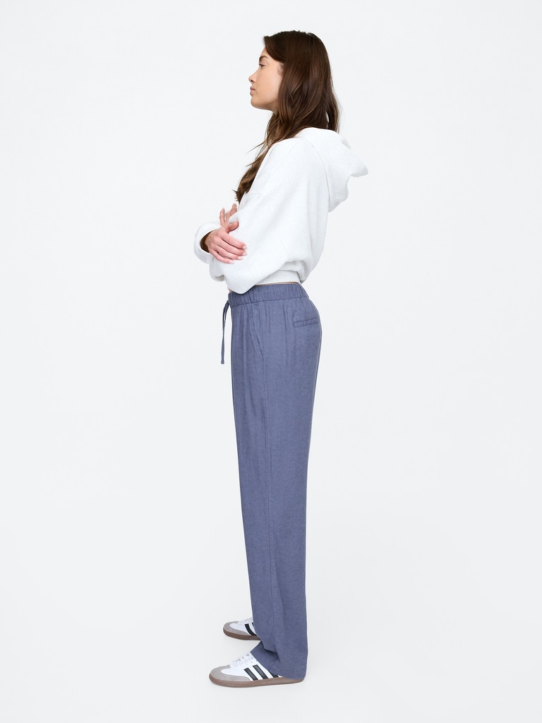 Mid Rise Easy Linen-Blend Pants