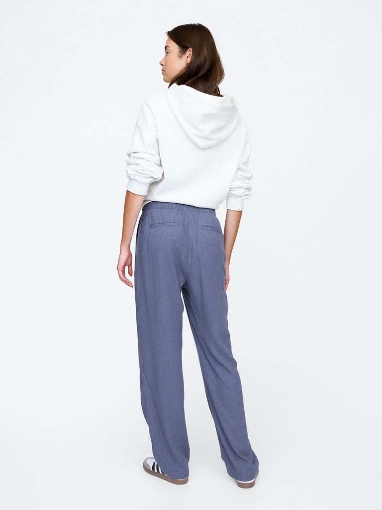 Mid Rise Easy Linen-Blend Pants
