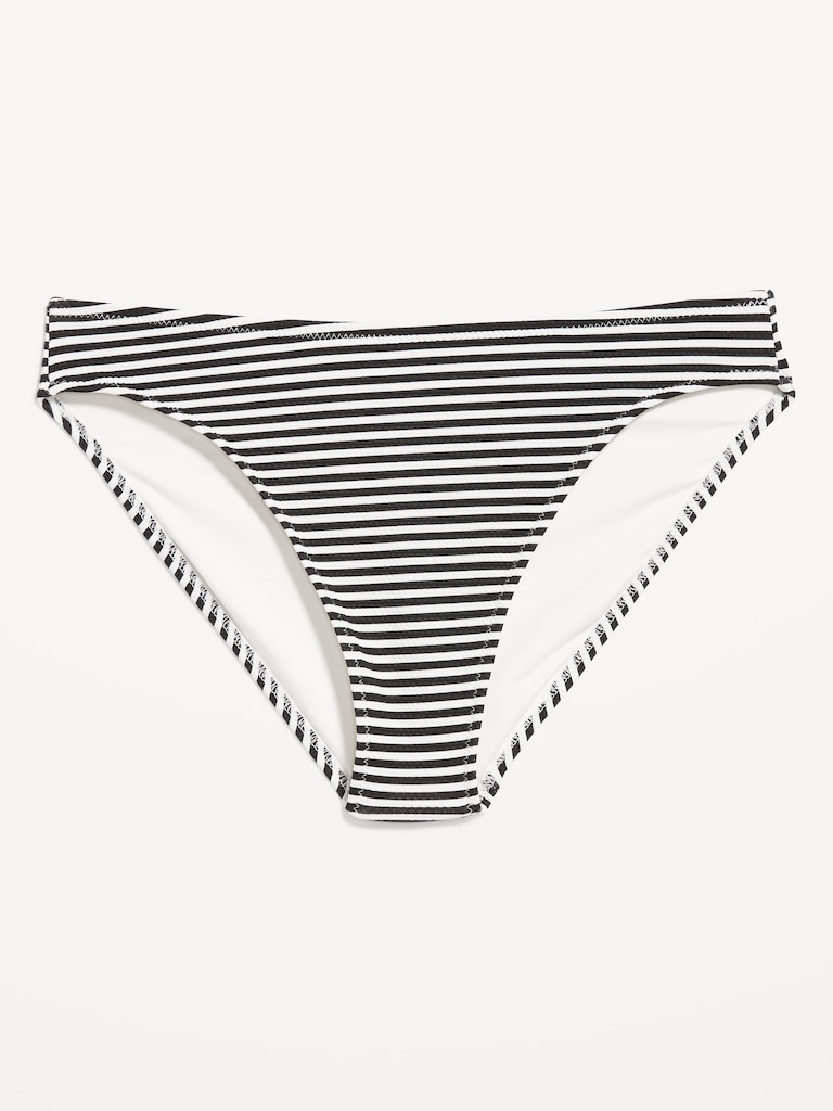 Mid-Rise Textured Bikini Swim Bottoms