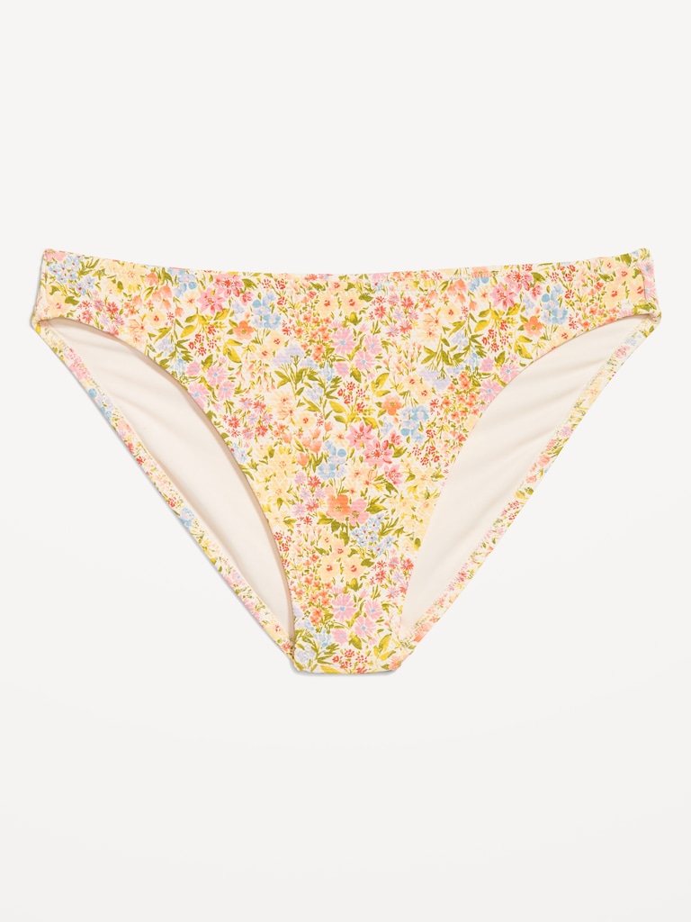 Mid-Rise Textured Bikini Swim Bottoms