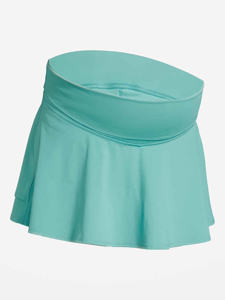 Maternity Rollover-Waist Ruffle PowerSoft Skort