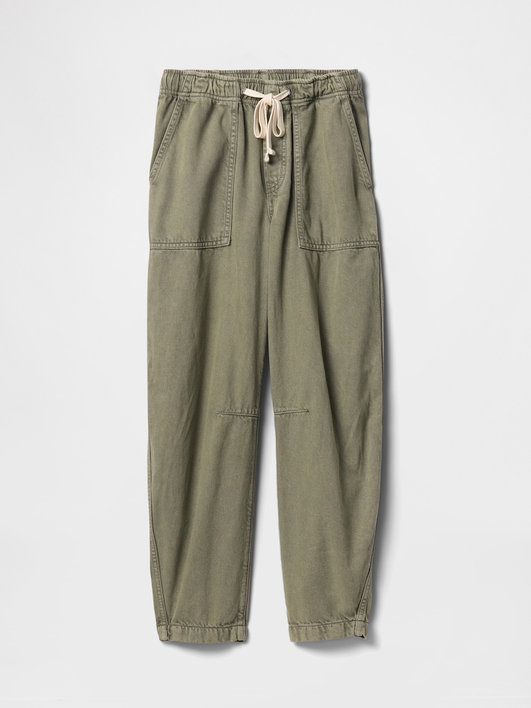 Mid Rise Pull-On Soft Barrel Jeans