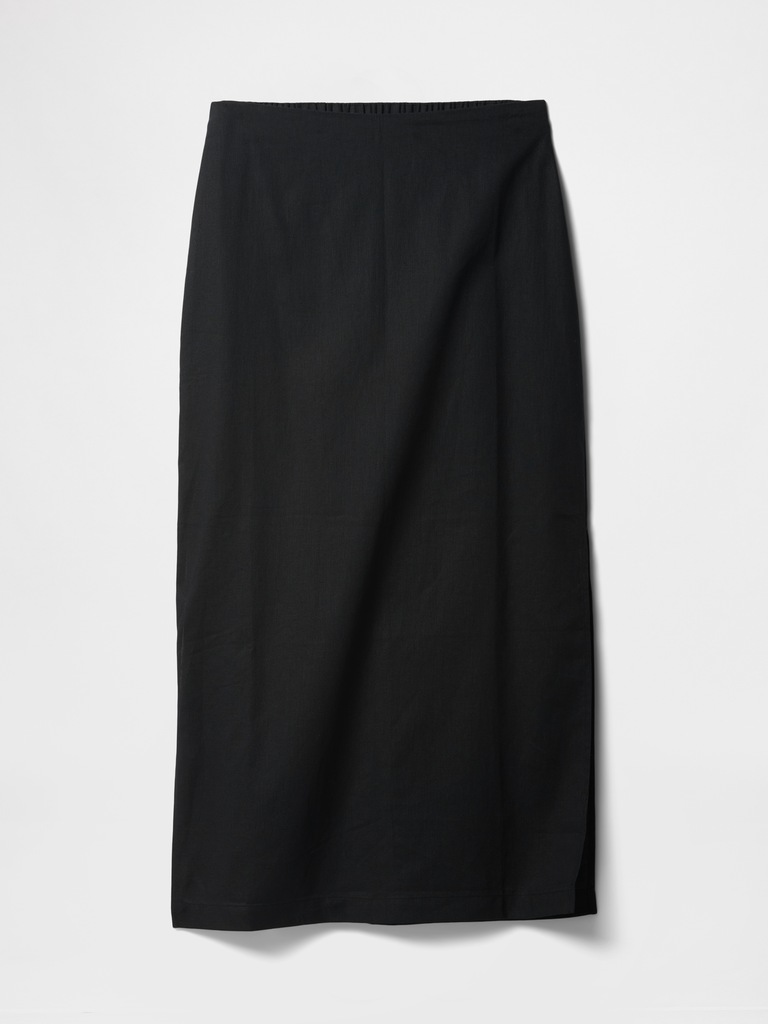 Linen-Blend Maxi Slip Skirt