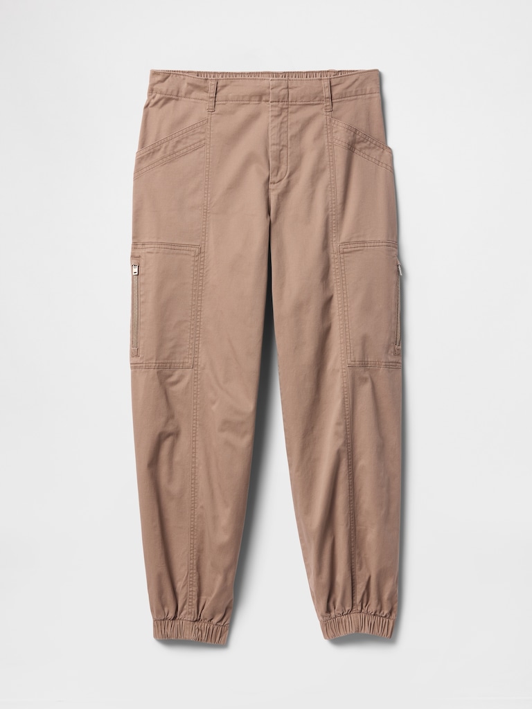 Mid Rise Downtown Khaki Cargo Joggers