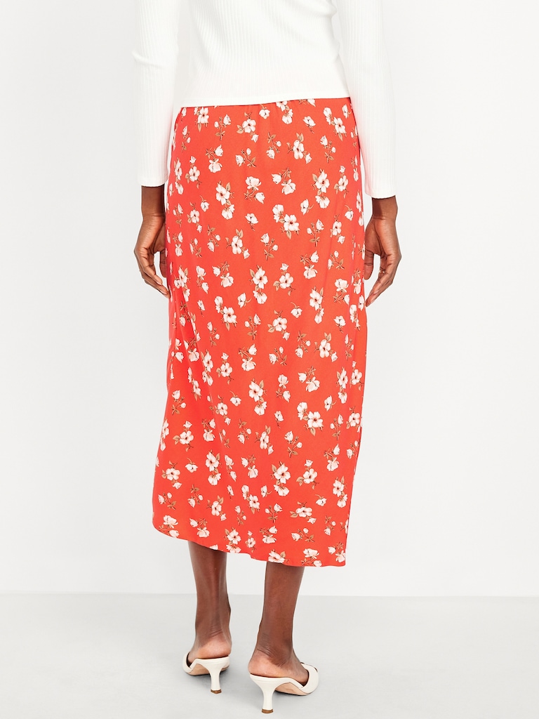 Crepe A-Line Midi Skirt
