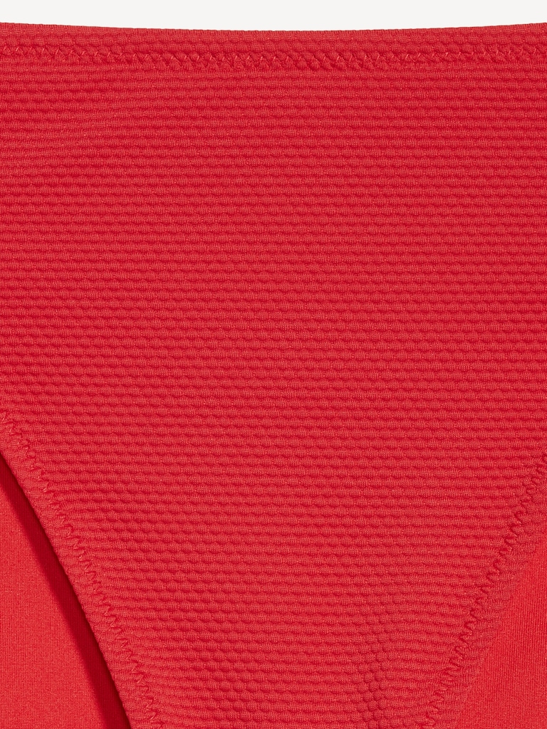 Mid-Rise Textured Bikini Swim Bottoms