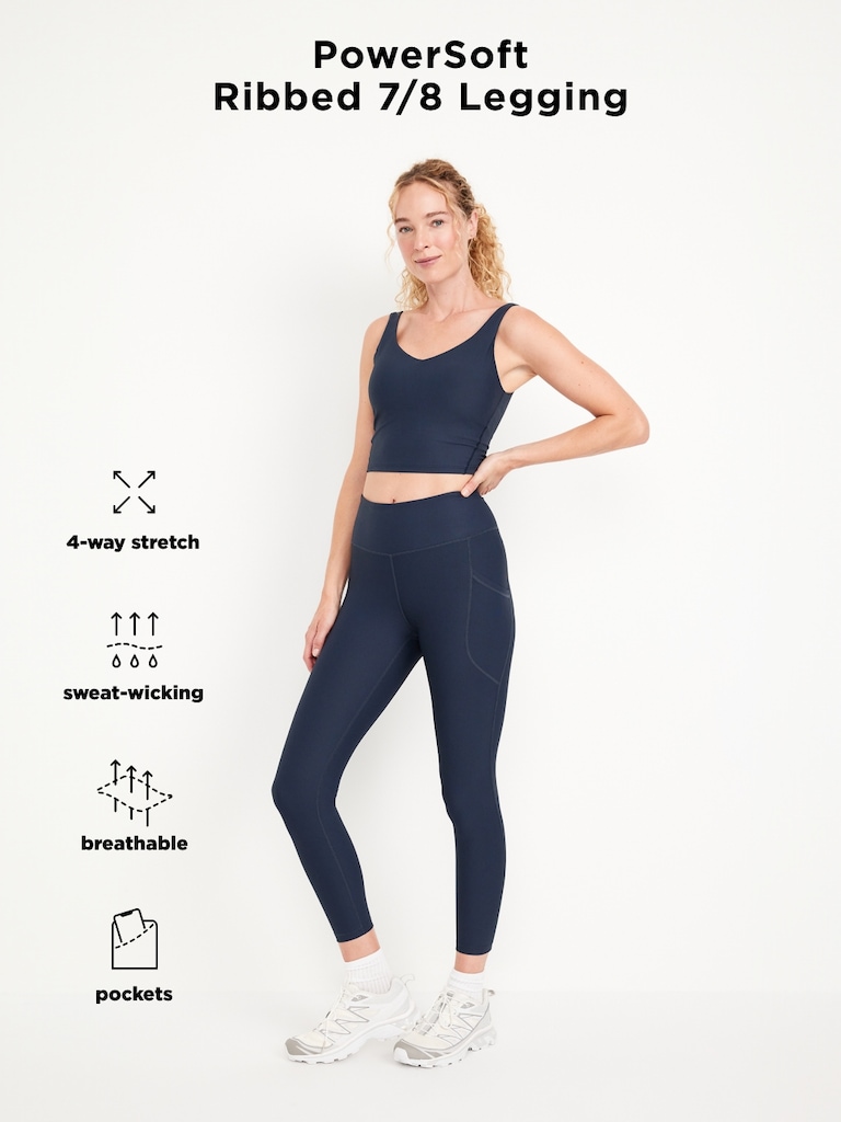 High-Waisted PowerSoft Ribbed Pocket Leggings