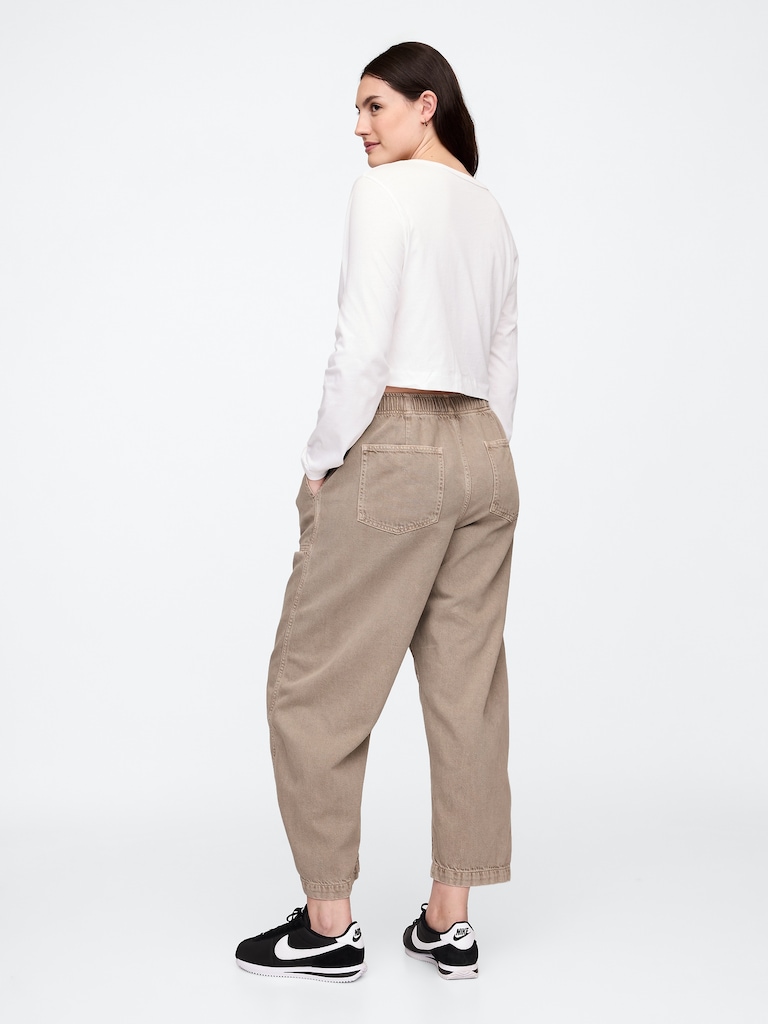 Mid Rise SuperSoft Pull-On Barrel Jeans