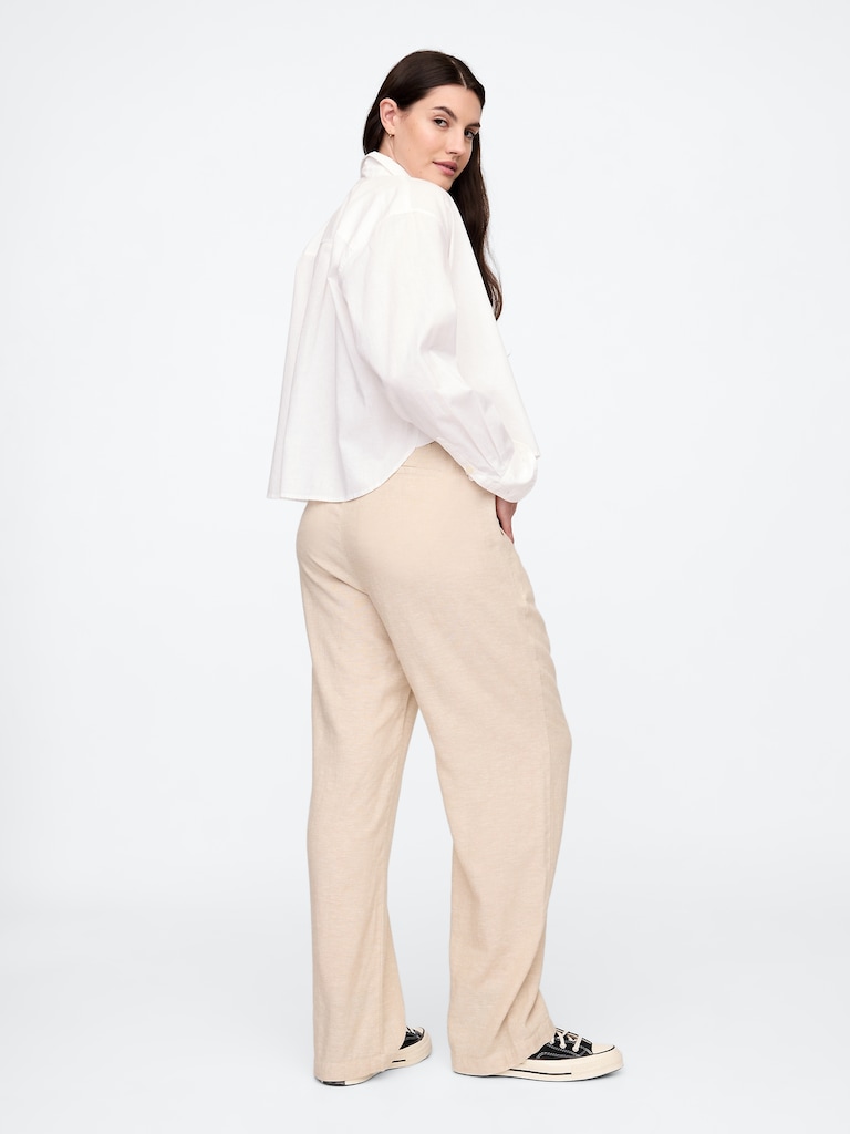 Mid Rise Easy Linen-Blend Pants