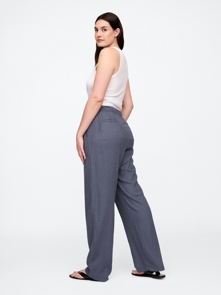 Mid Rise Easy Linen-Blend Pants