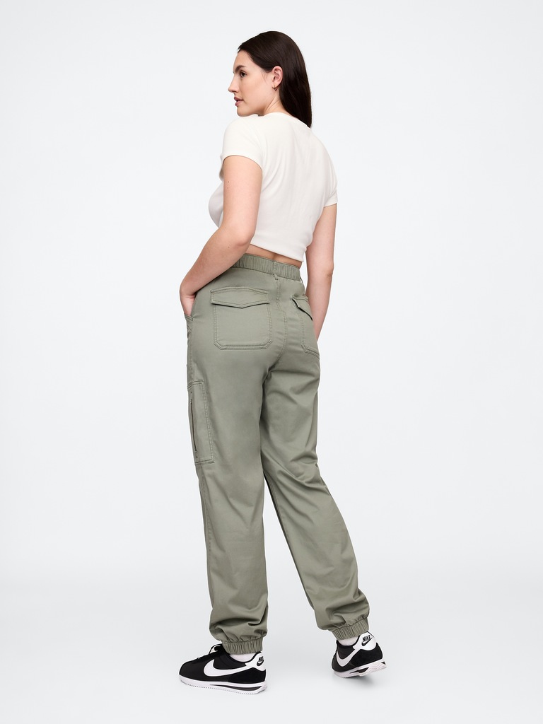 Mid Rise Downtown Khaki Cargo Joggers