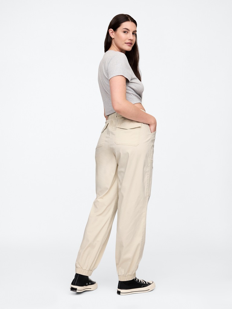 Mid Rise Downtown Khaki Cargo Joggers