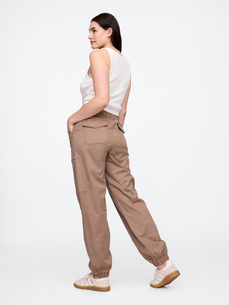 Mid Rise Downtown Khaki Cargo Joggers
