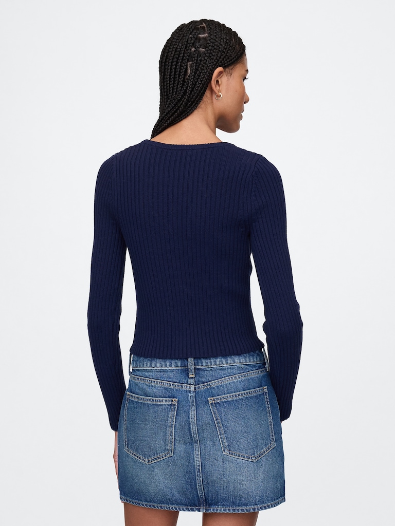 Plaited Rib Crop Cardigan