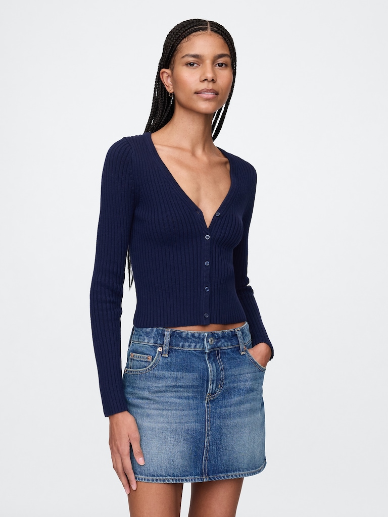 Plaited Rib Crop Cardigan