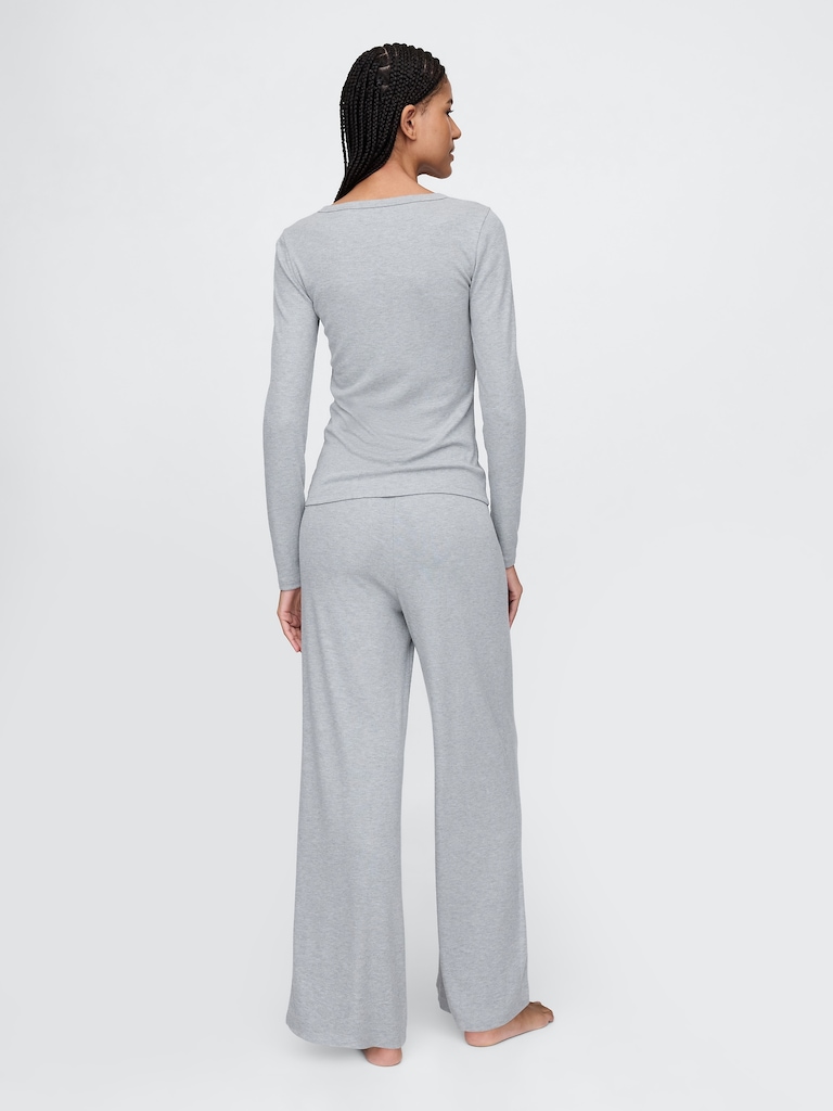 Mini Rib Wide-Leg PJ Pants
