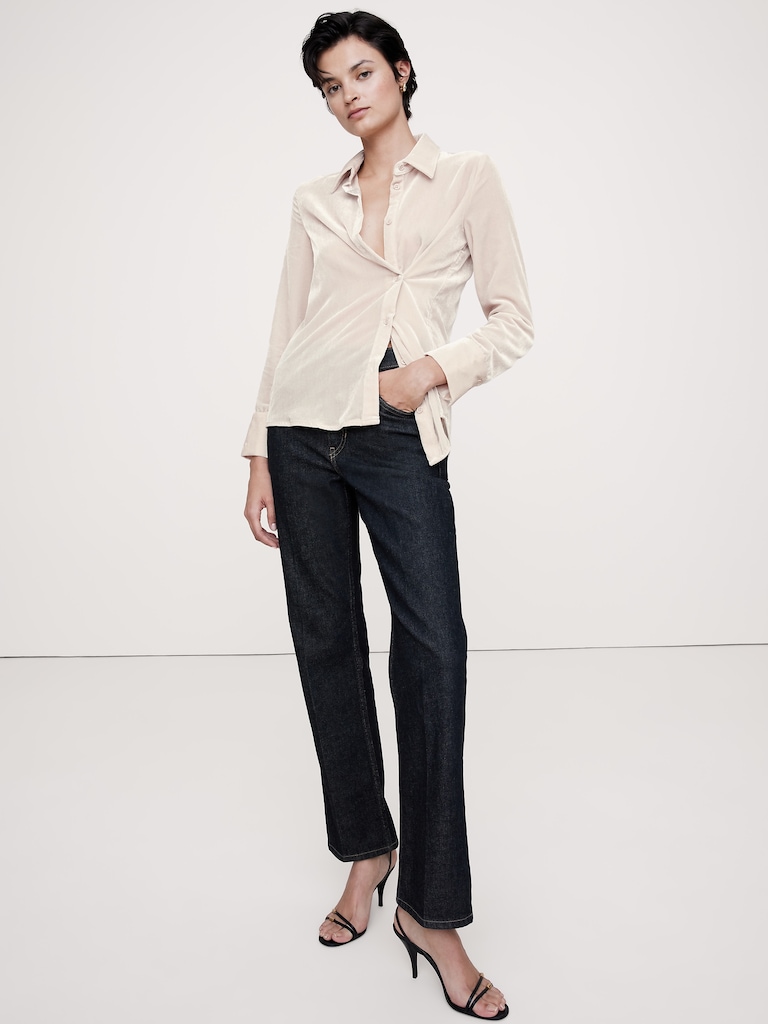 Velvet Asymmetrical Shirt