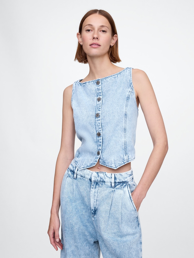 UltraSoft Denim Crop Vest