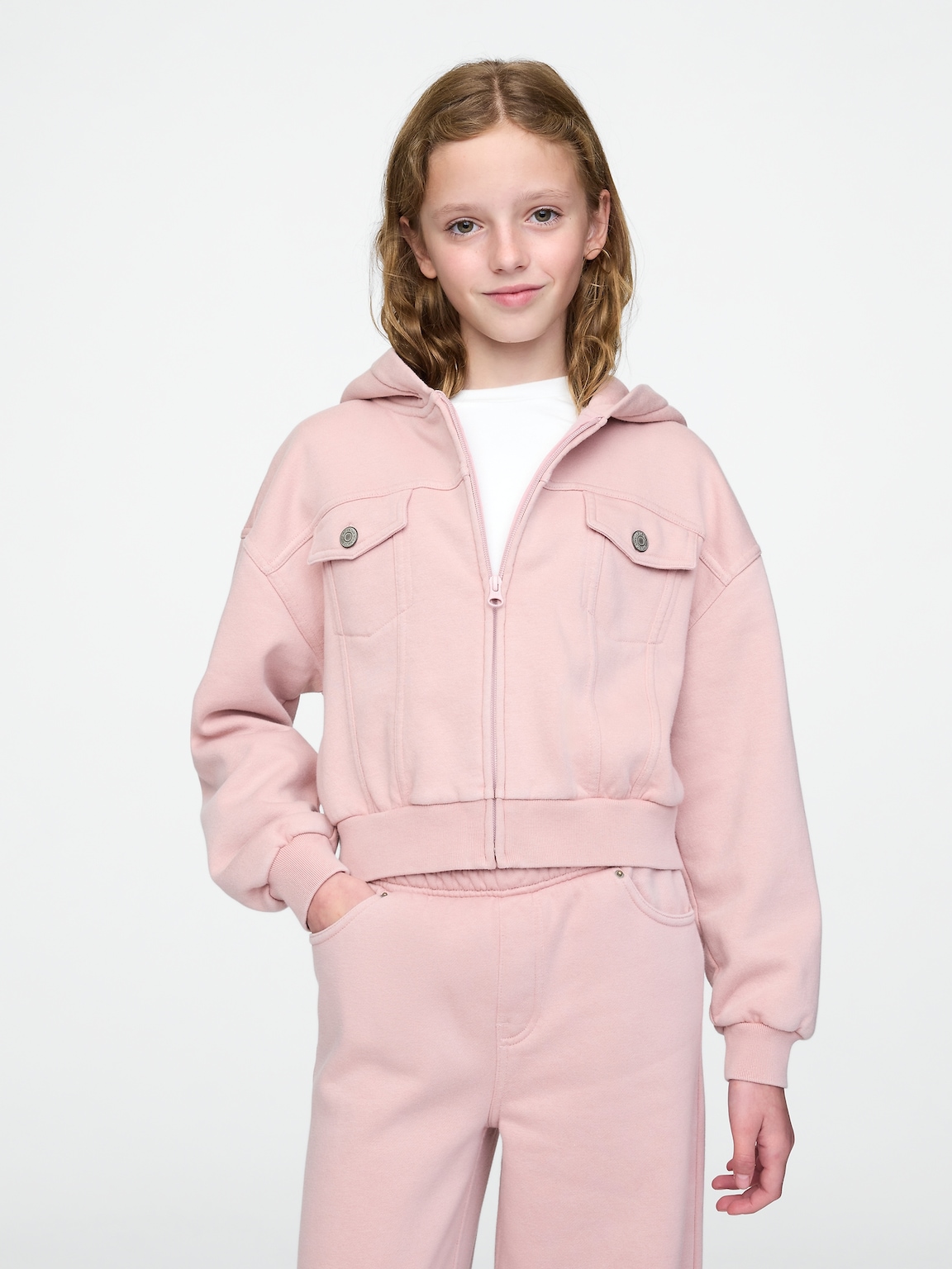 Kids VintageSoft Crop Zip Hoodie