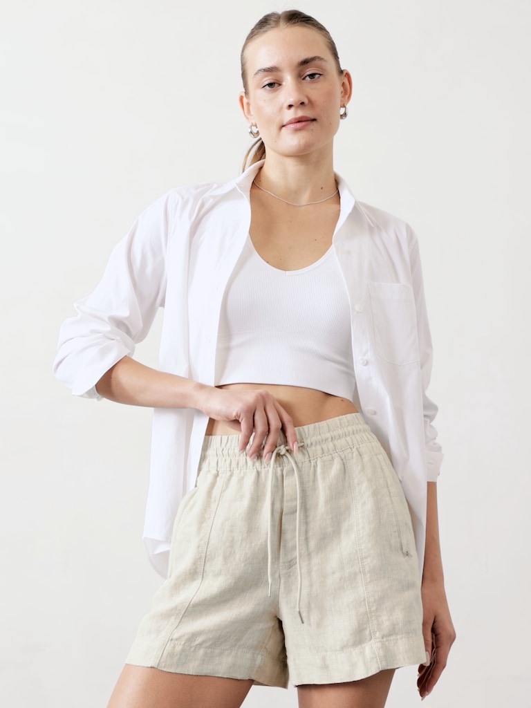 Retreat Linen Mid Rise 4" Short