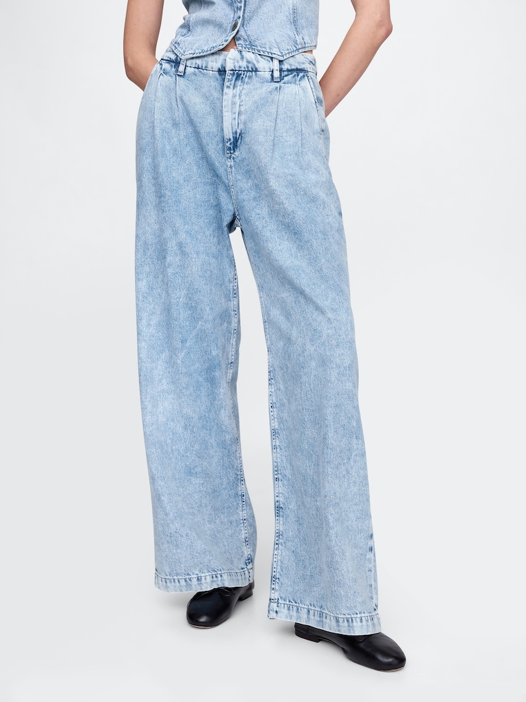 365 High Rise UltraSoft Pleated Denim Trousers