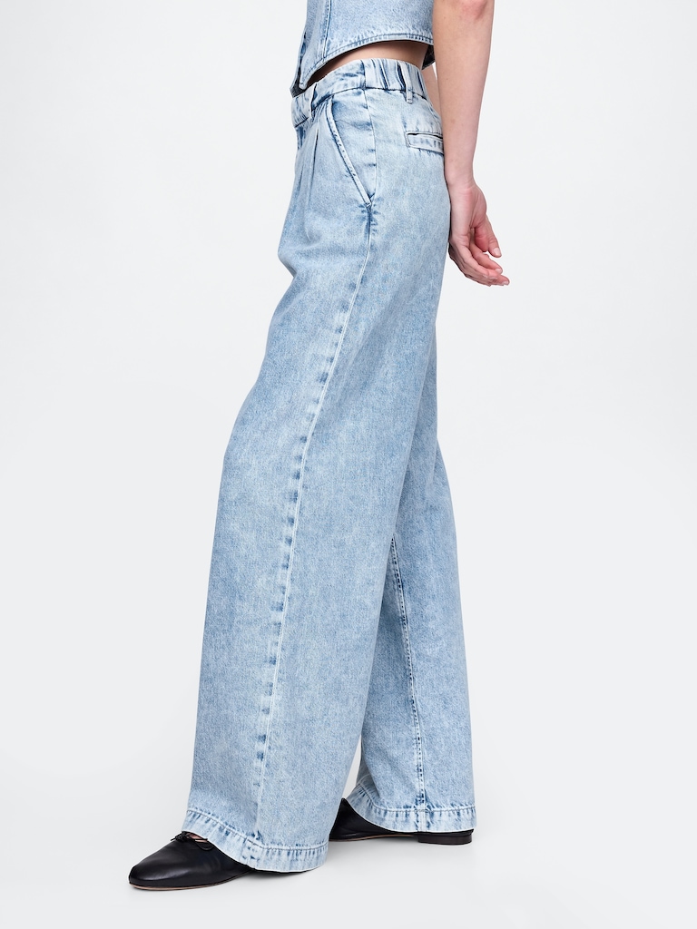 365 High Rise UltraSoft Pleated Denim Trousers