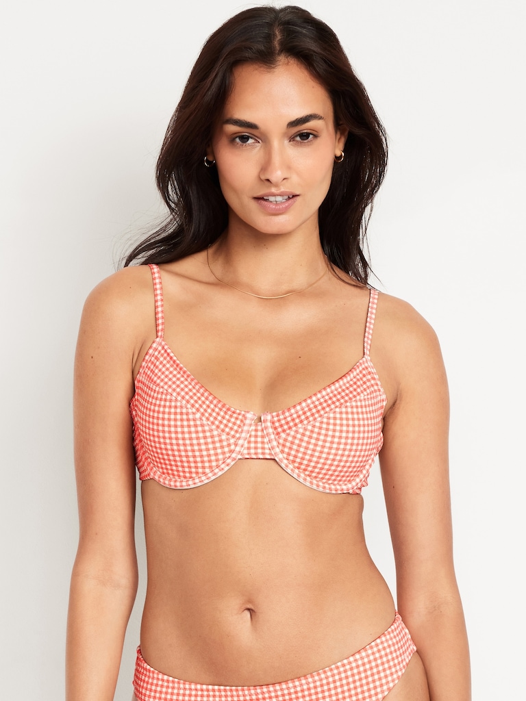 Textured Underwire Balconette Swim Top