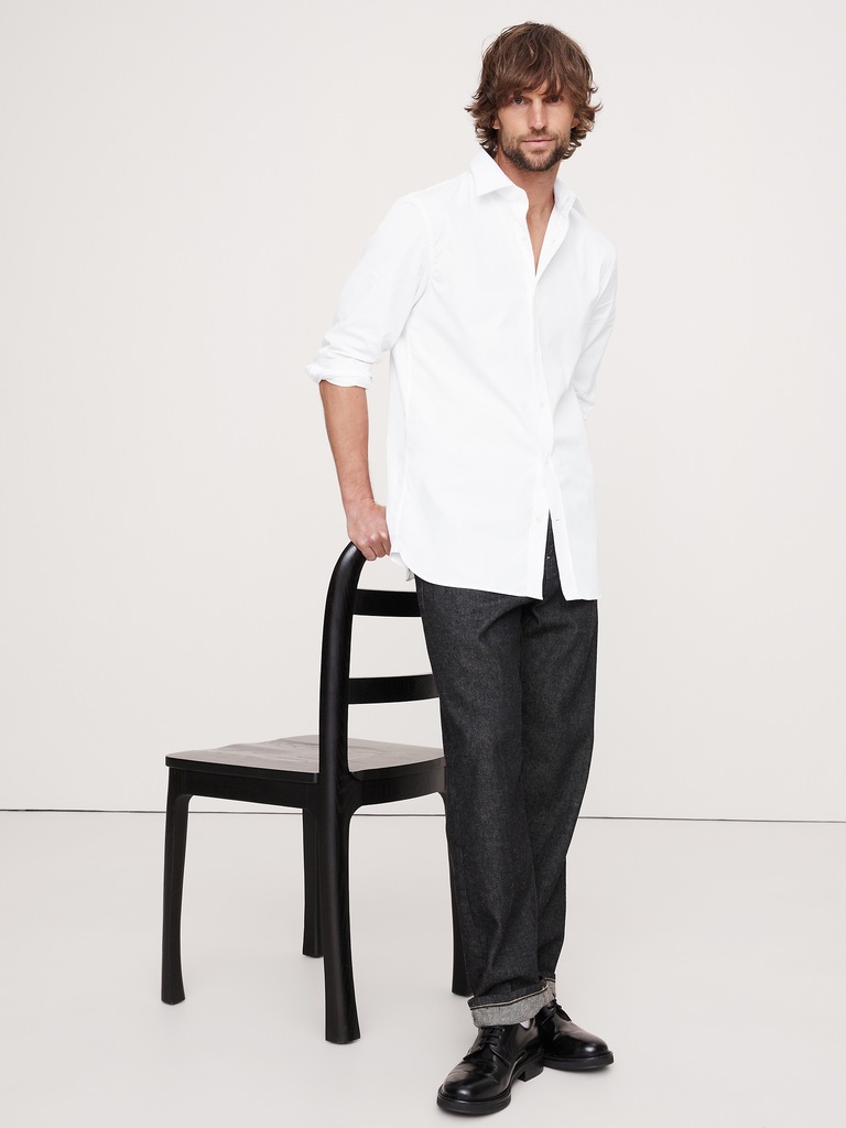 Tailored Slim-Fit Premium Cotton Poplin Dress Shirt