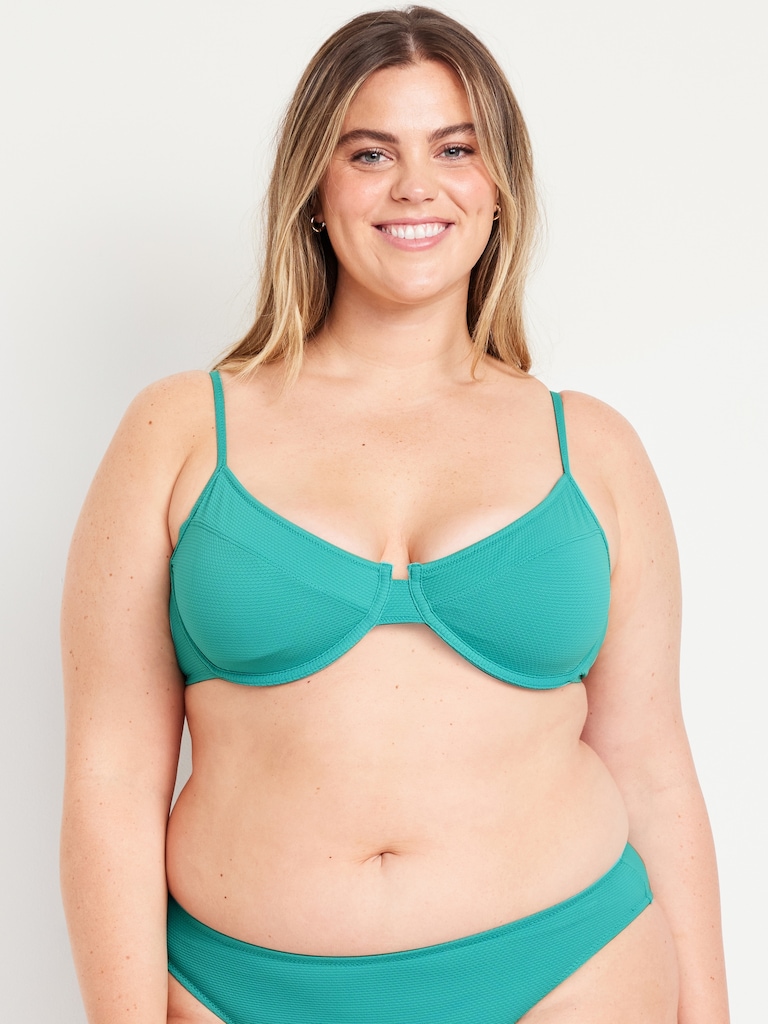 Textured Underwire Balconette Swim Top