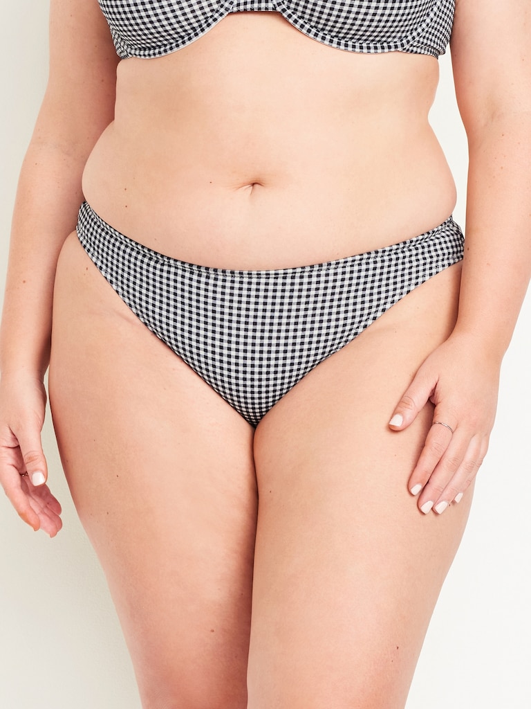 Mid-Rise Textured Bikini Swim Bottoms