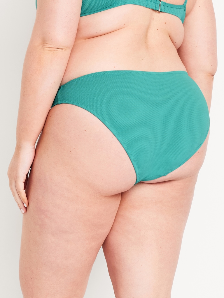 Mid-Rise Textured Bikini Swim Bottoms