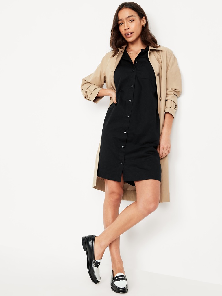 Button-Down Mini Shirt Dress