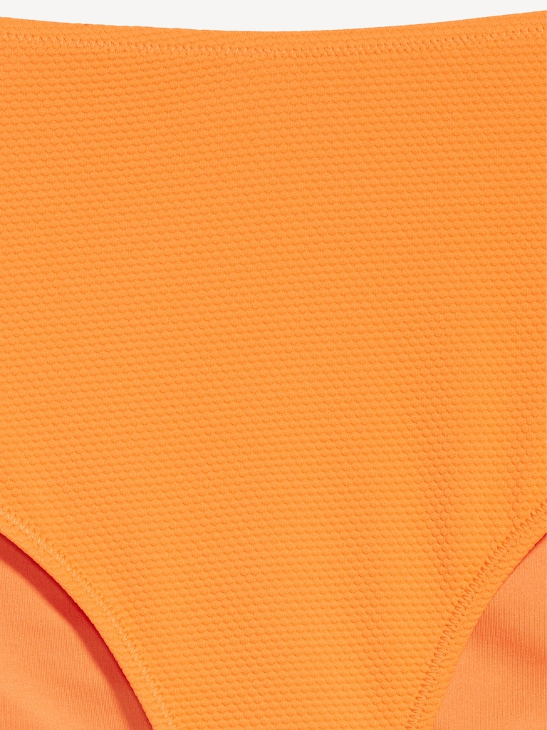 High-Waisted Textured Bikini Swim Bottoms