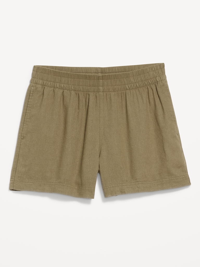 High-Waisted Linen-Blend Shorts -- 3.5-inch inseam