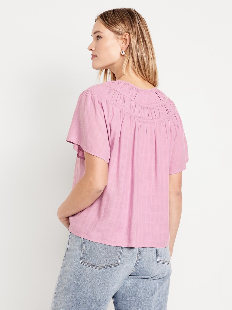Flutter-Sleeve Dobby Top