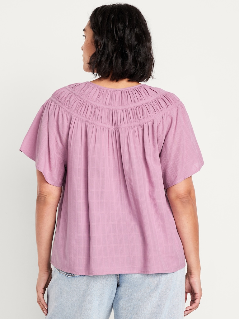 Flutter-Sleeve Dobby Top
