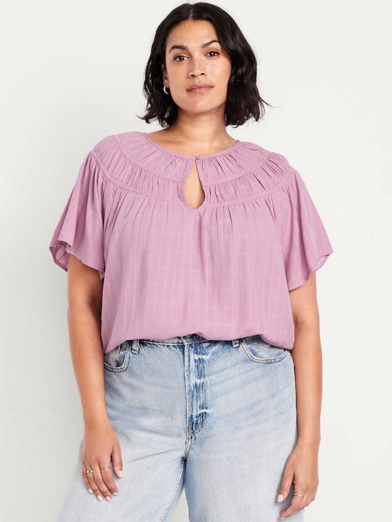 Flutter-Sleeve Dobby Top